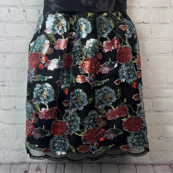 Teeze Me Black Floral Sequin Mini Dress Juniors Size 13/14 - Picture 5 of 8